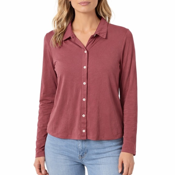 Green Envelope Tops - Green Envelope Los Angeles Dusty Rose Button Front Blouse Size M